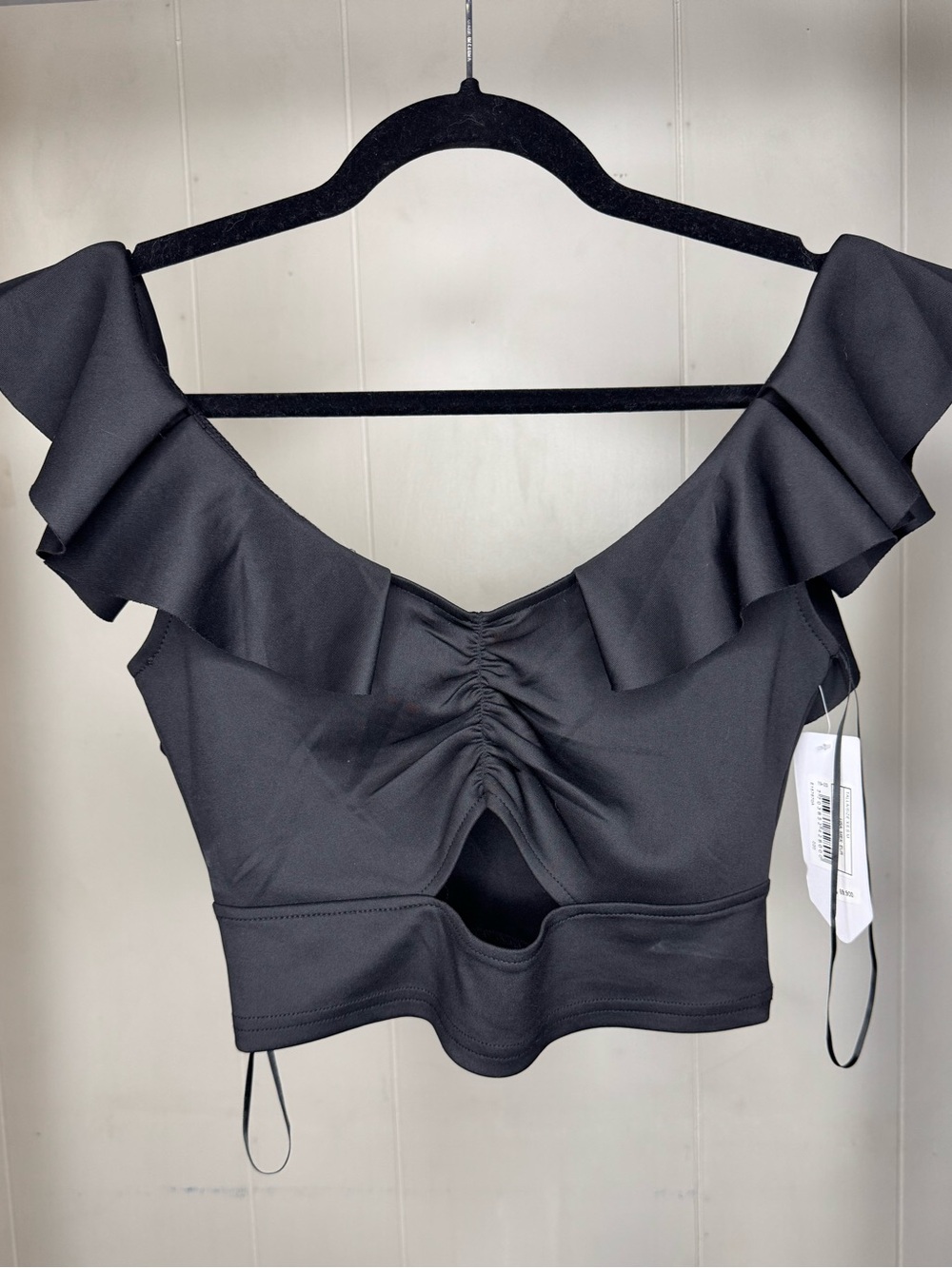 NWT ELA Black Ruffled Crop Top – Chic & Versatile